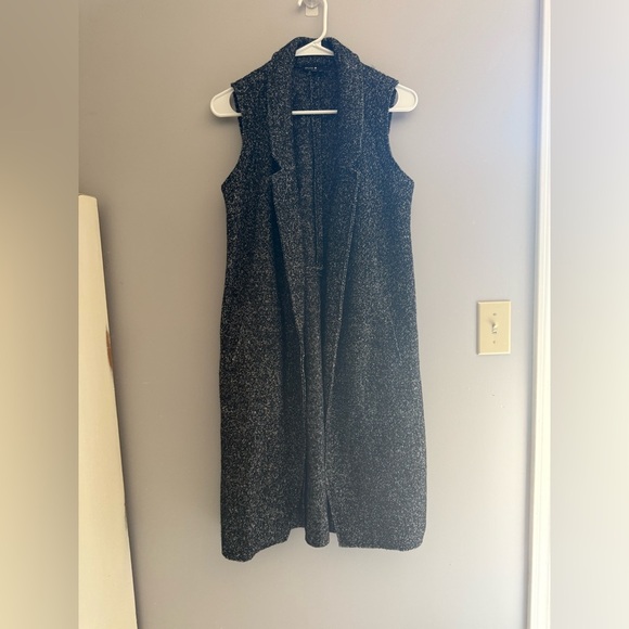 BYLYSE Open Front Sweater Vest Women’s SZ SP Black Sleeveless Wool Blend Pockets - Picture 1 of 8